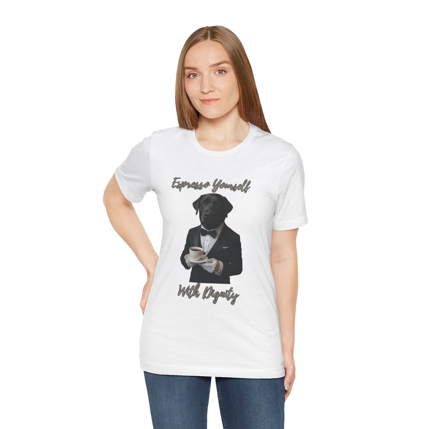 Unisex Stylish Dog Graphic Tee - 'Express Yourself With Dignity', Pet Lover's Shirt, Gift for Dog Owners, Cute Casual Wear, Animal Lover's Tee