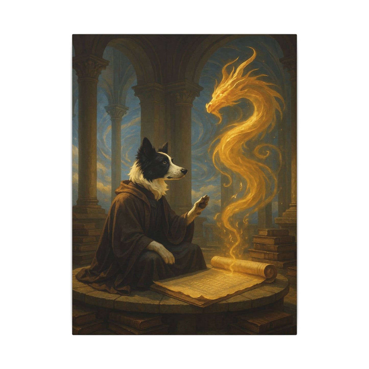 Wisdom of the Golden Dragon-Fantasy Dog Portraits - Fantasy Dog Portraits