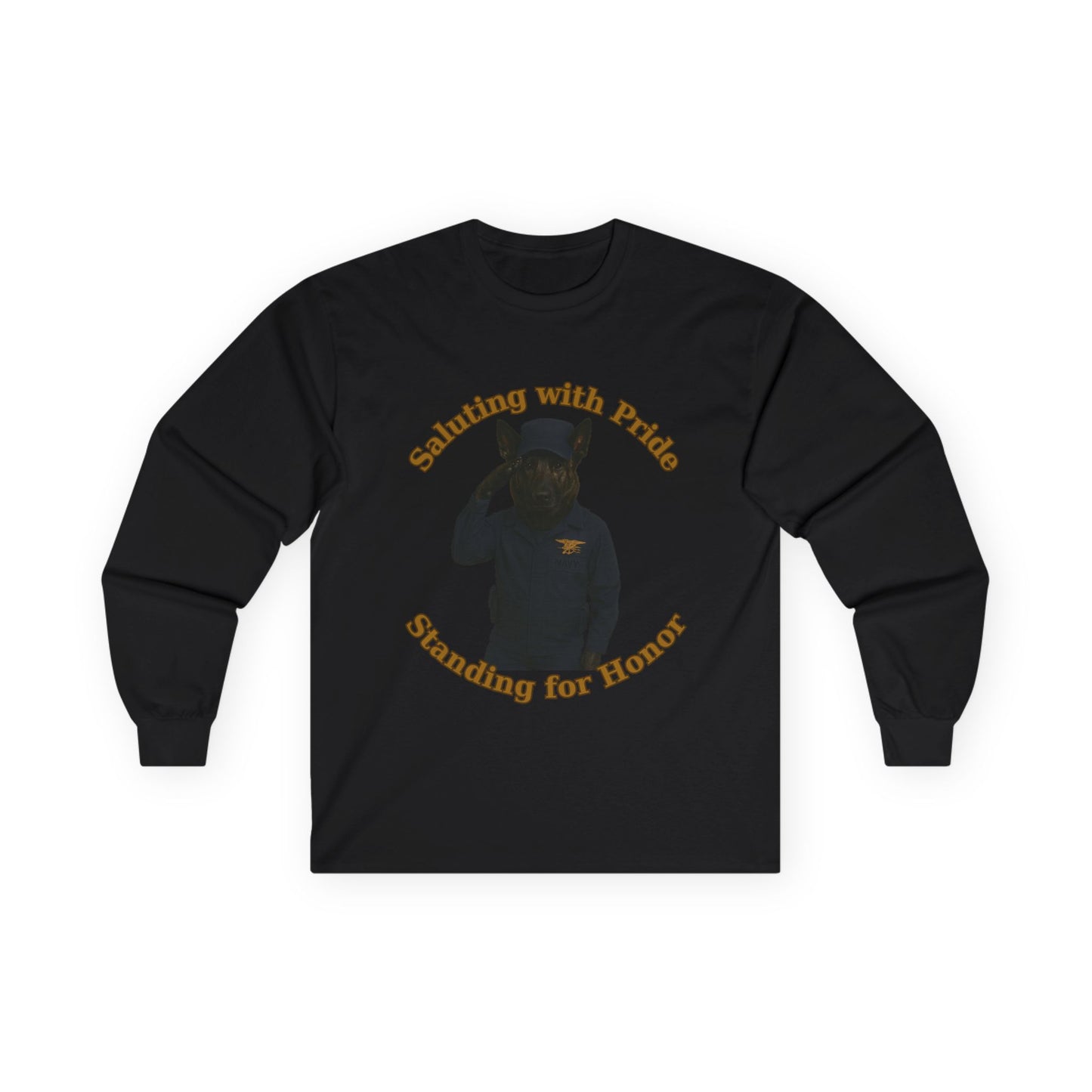 Marine German Shepherd service dog Unisex Long Sleeve Tee - Saluting with Pride, Standing for Honor | Perfect for Veterans Day, Memorial Day, Casual Wear, Gift for Him/Her - Fantasy Dog Portraits