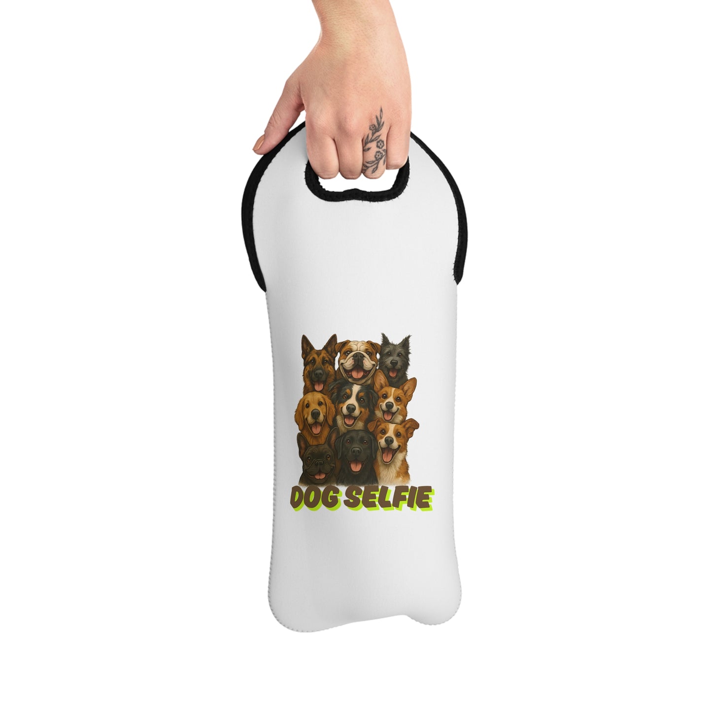Cute Dog Selfie Wine Tote Bag - Perfect for Pet Lovers, Gifts for Dog Owners, Wine Lovers Bag, Fun Tote for Parties, Dog-Themed Accessory - Fantasy Dog Portraits