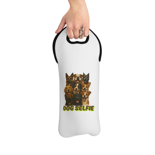 Cute Dog Selfie Wine Tote Bag - Perfect for Pet Lovers, Gifts for Dog Owners, Wine Lovers Bag, Fun Tote for Parties, Dog-Themed Accessory - Fantasy Dog Portraits
