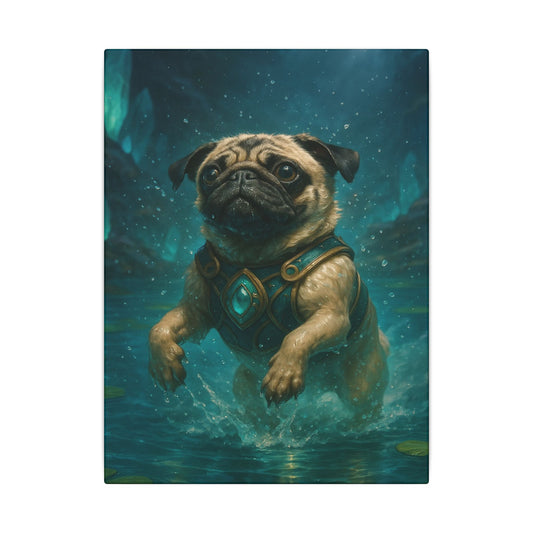 Pug Warrior of the Crystal Depths-Fantasy Dog Portraits - Fantasy Dog Portraits