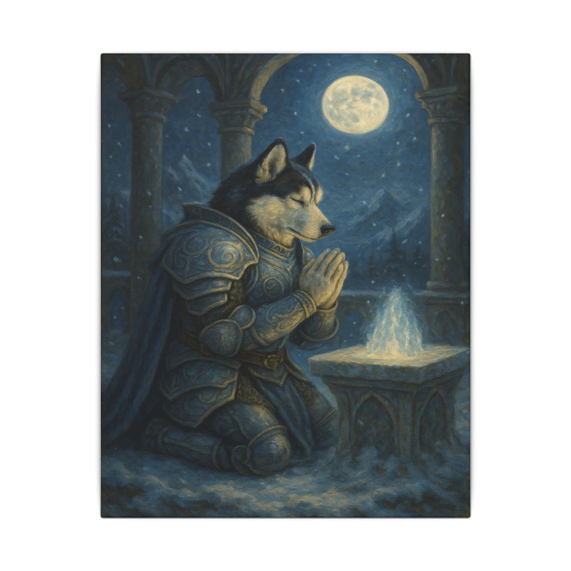 Moonlit Warrior's Meditation-Fantasy Dog Portraits - Fantasy Dog Portraits