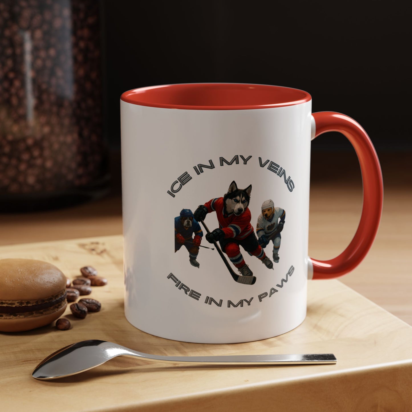 Mug Dogs Playing Hockey 11, 15oz - Fantasy Dog Portraits