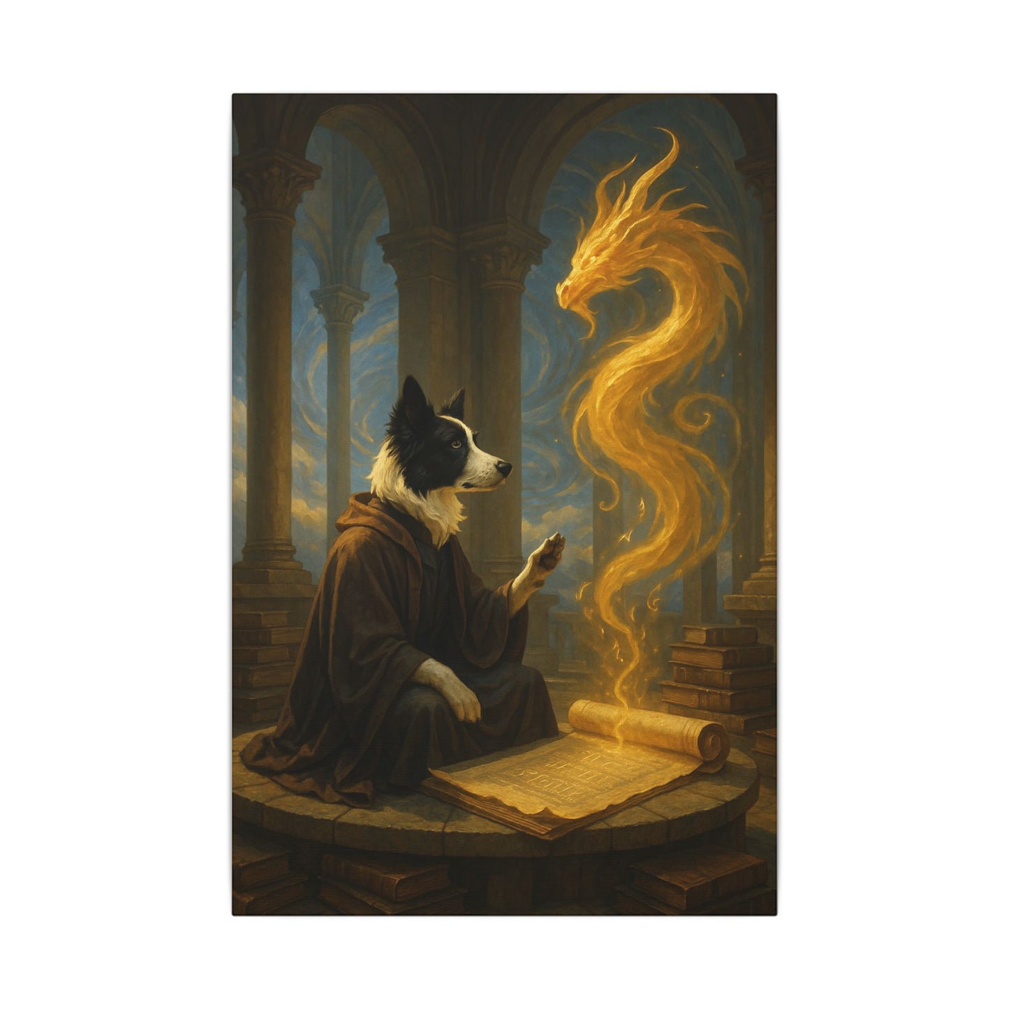 Wisdom of the Golden Dragon-Fantasy Dog Portraits - Fantasy Dog Portraits