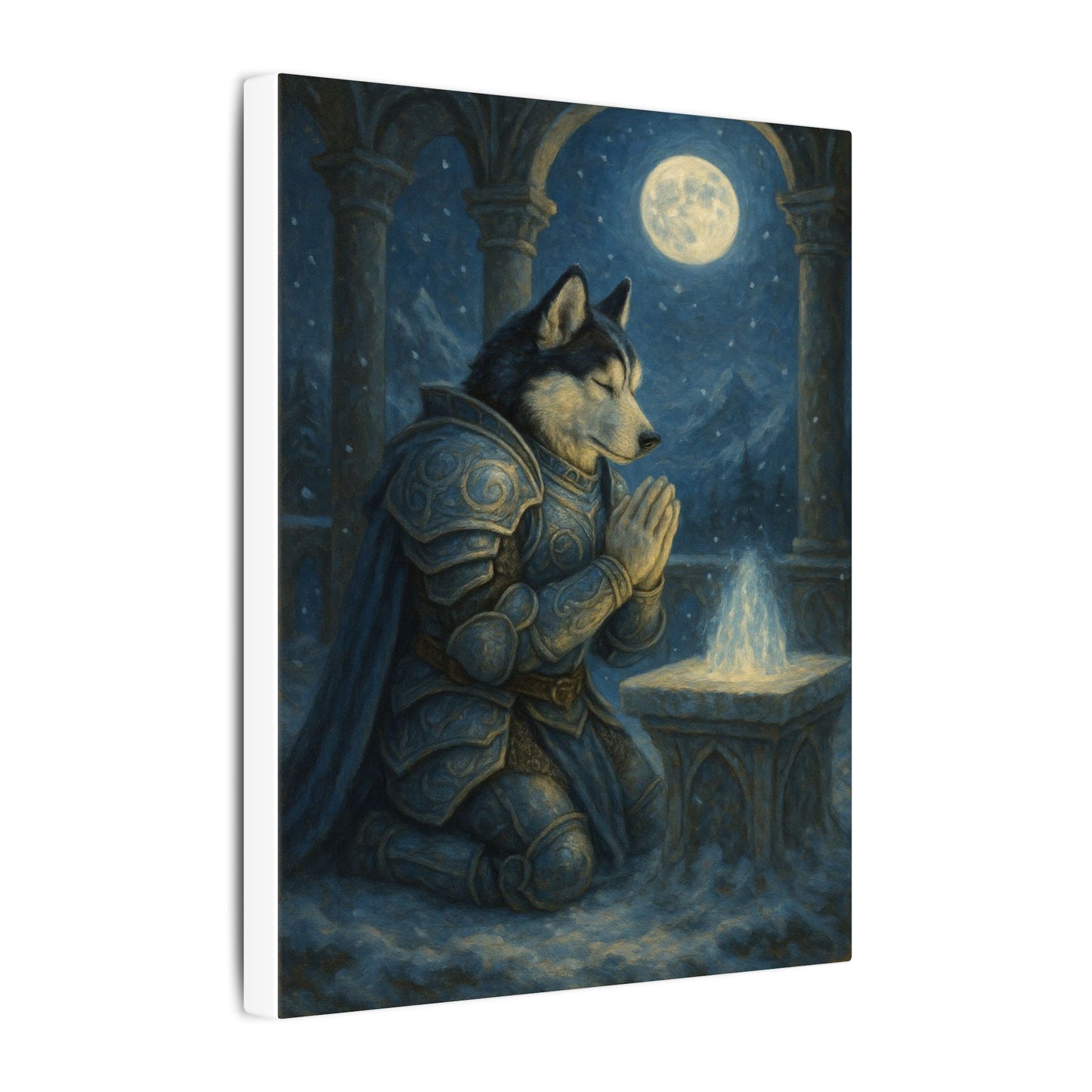 Moonlit Warrior's Meditation-Fantasy Dog Portraits - Fantasy Dog Portraits