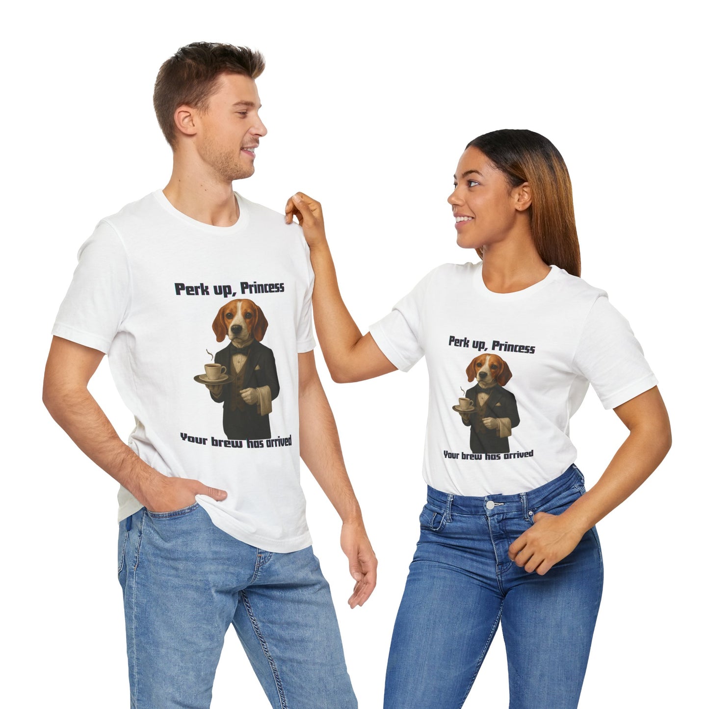 Unisex Charming Dog-Themed Tee for Coffee Lovers | Pet Lover Gift, Funny T-Shirt, Animal Lover Apparel, Gift for Dog Moms, Unisex Tee