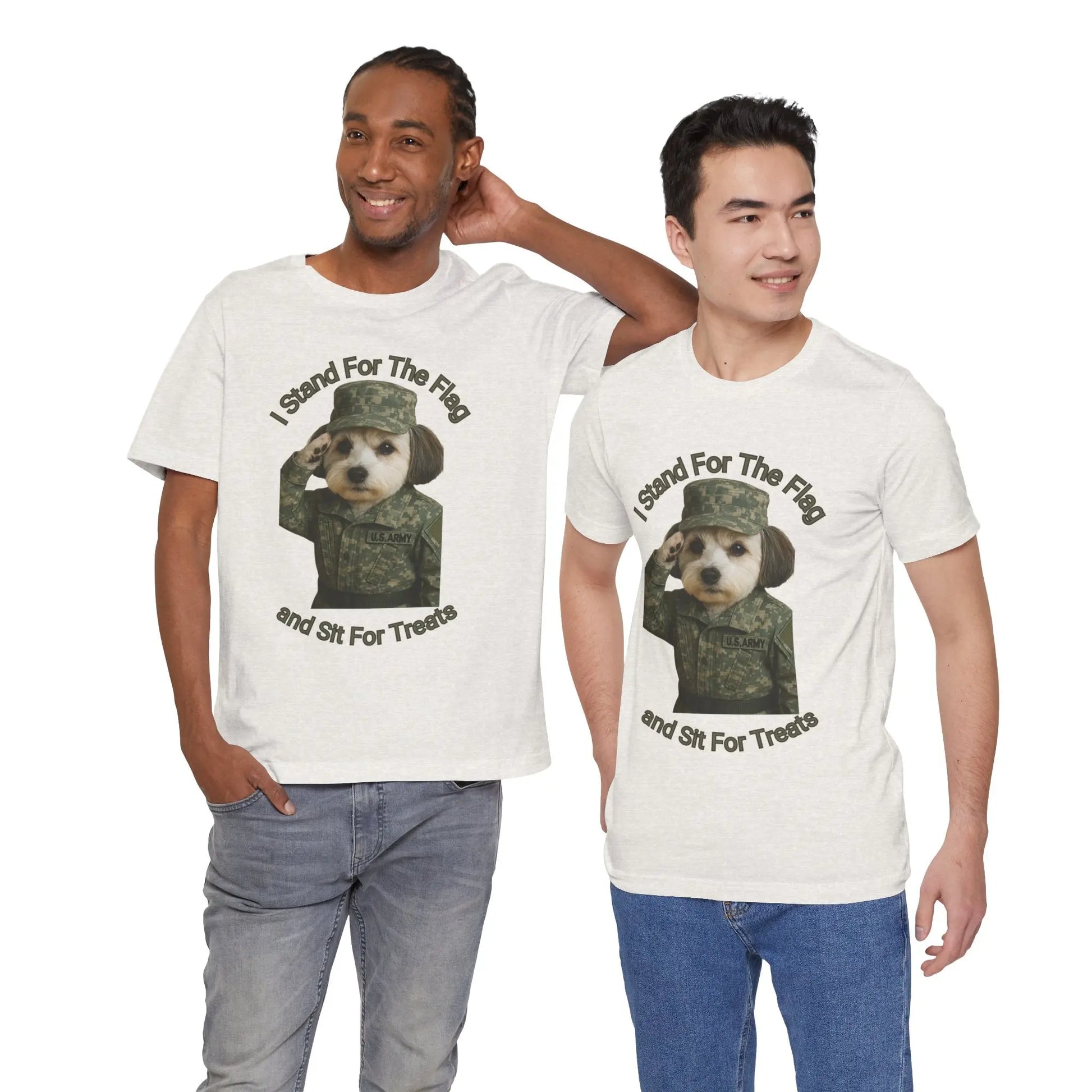Patriotic Dog Graphic Tee, Funny Military Dog Shirt, Unisex Humor Tee, Gift for Dog Lovers, Independence Day Top Printify